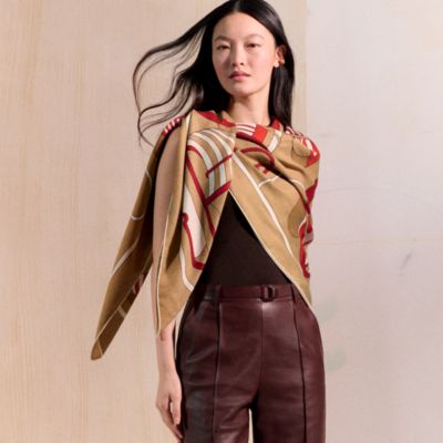 【風くん】♣︎美品♣︎エルメス　H PASSANT カシミヤシルクストール 風くん】♣︎美品♣︎エルメス H PASSANT カシミヤシルクストール 風